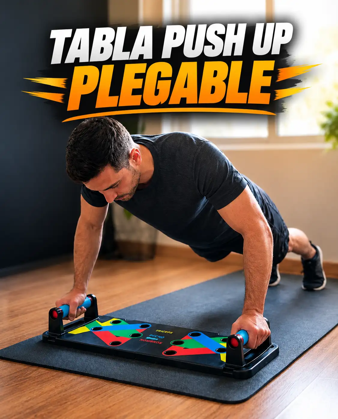 Tabla push up plegable en uso